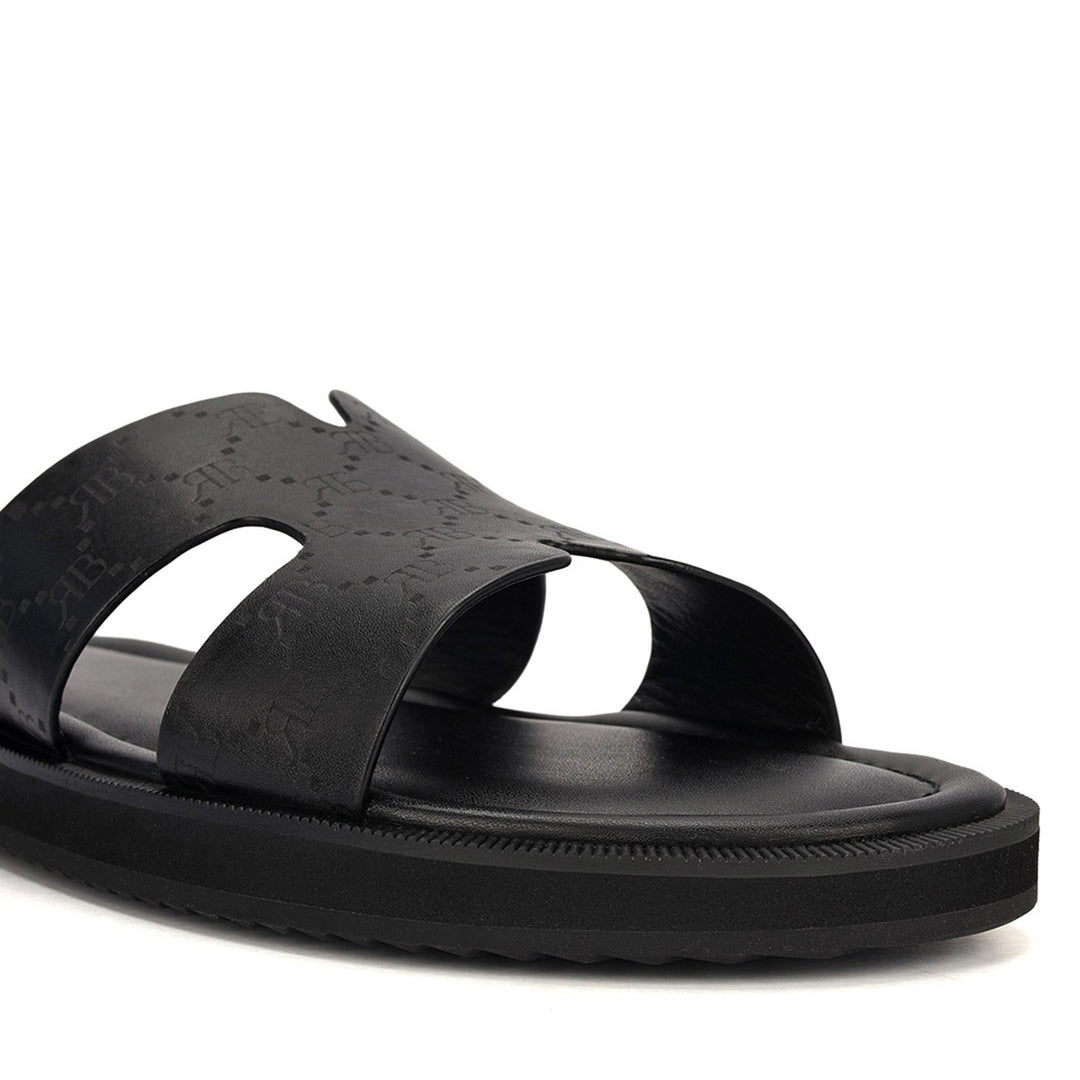 Black Monogram Leather Slippers