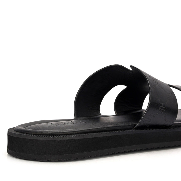 Black Monogram Leather Slippers