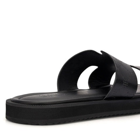 Black Monogram Leather Slippers