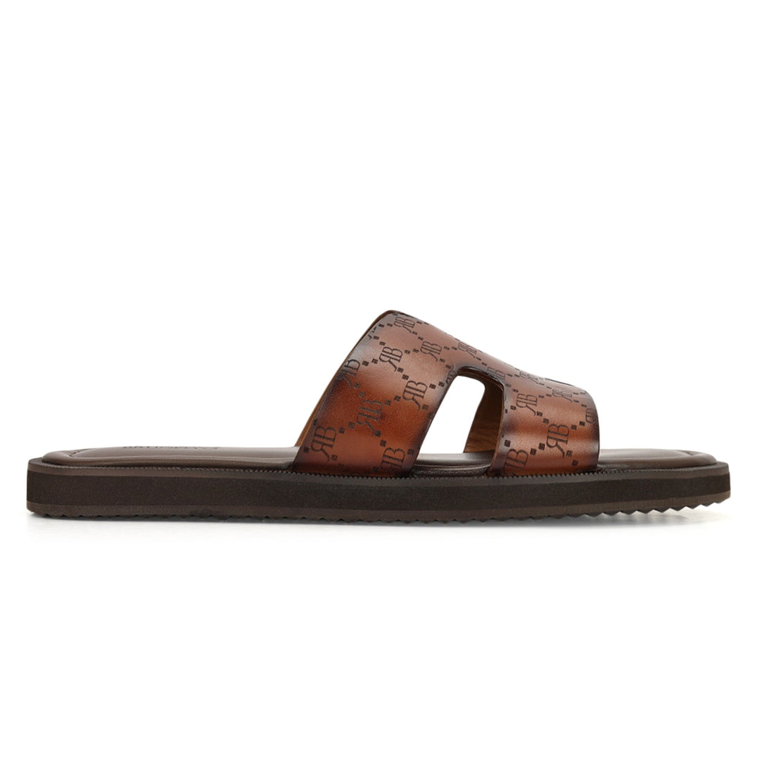Tan Monogram Leather Slippers