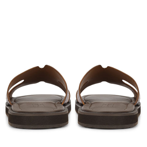 Tan Monogram Leather Slippers
