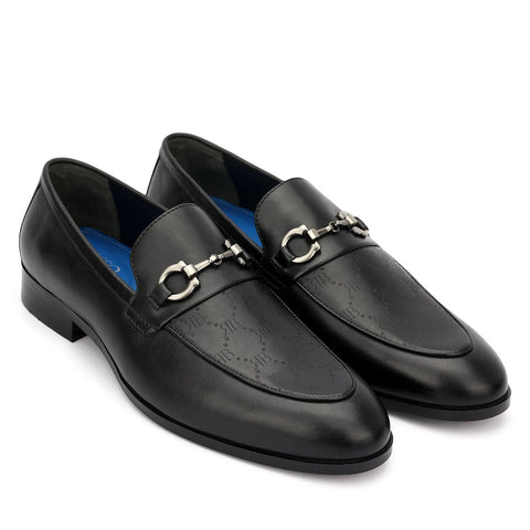 Black Monogram Leather Loafers