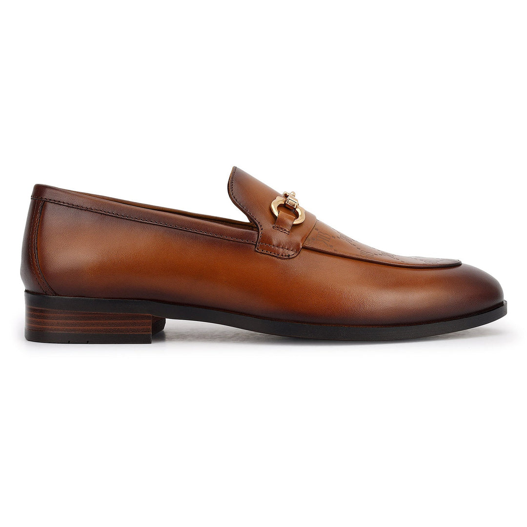 Tan Monogram Leather Loafers