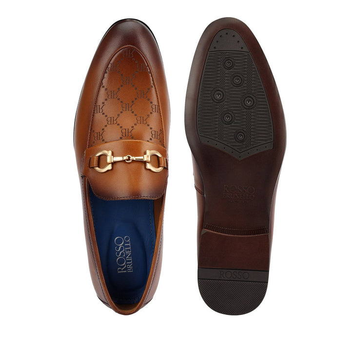 Tan Monogram Leather Loafers