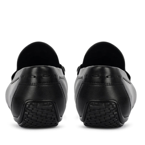 Black Leather Moccasins With Buckle