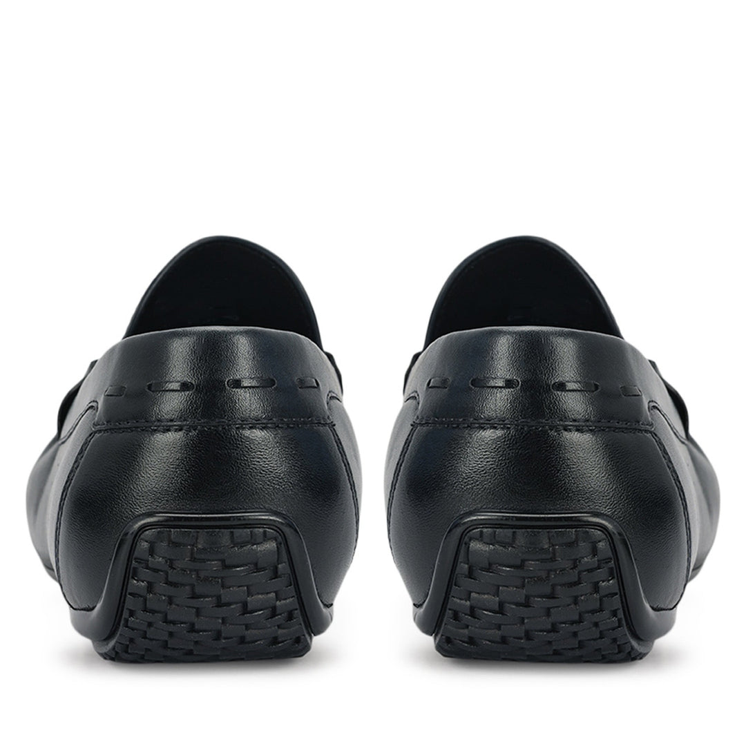 Blue Leather Moccasins With Buckle