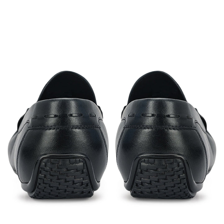 Blue Leather Moccasins With Buckle