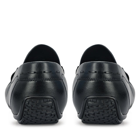 Blue Leather Moccasins With Buckle