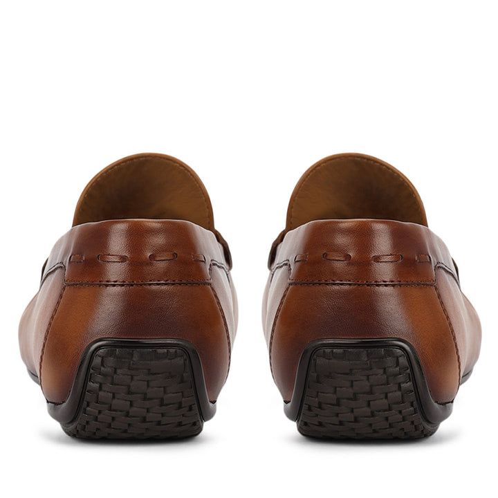 Tan Leather Moccasins With Buckle