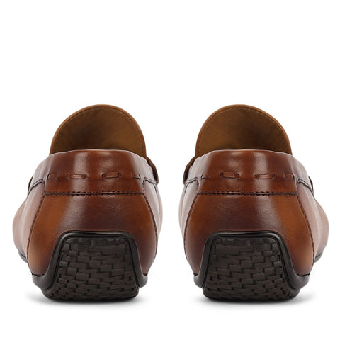 Tan Leather Moccasins With Buckle