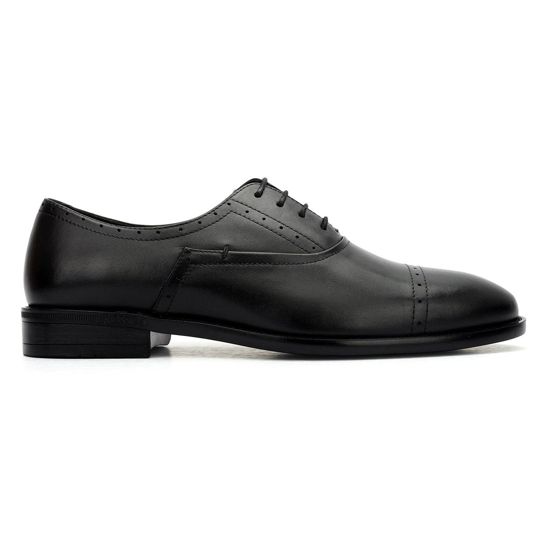 Black Cap Toe Leather Lace Ups