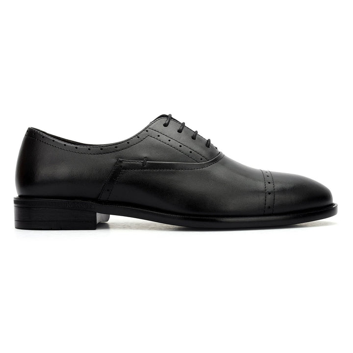 Black Cap Toe Leather Lace Ups