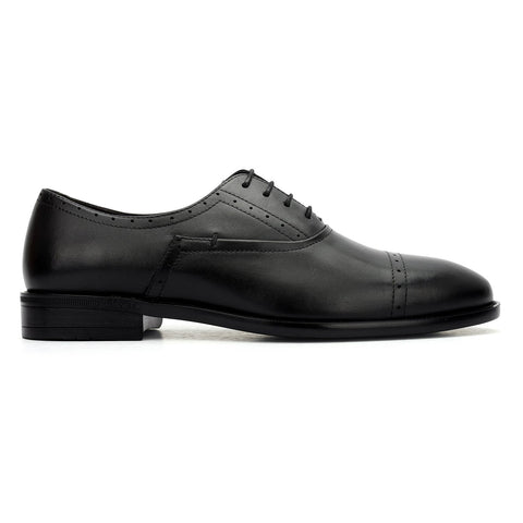 Black Cap Toe Leather Lace Ups