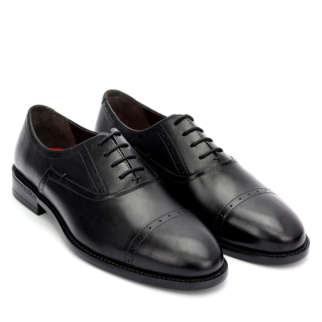 Black Cap Toe Leather Lace Ups