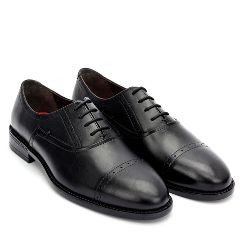 Black Cap Toe Leather Lace Ups