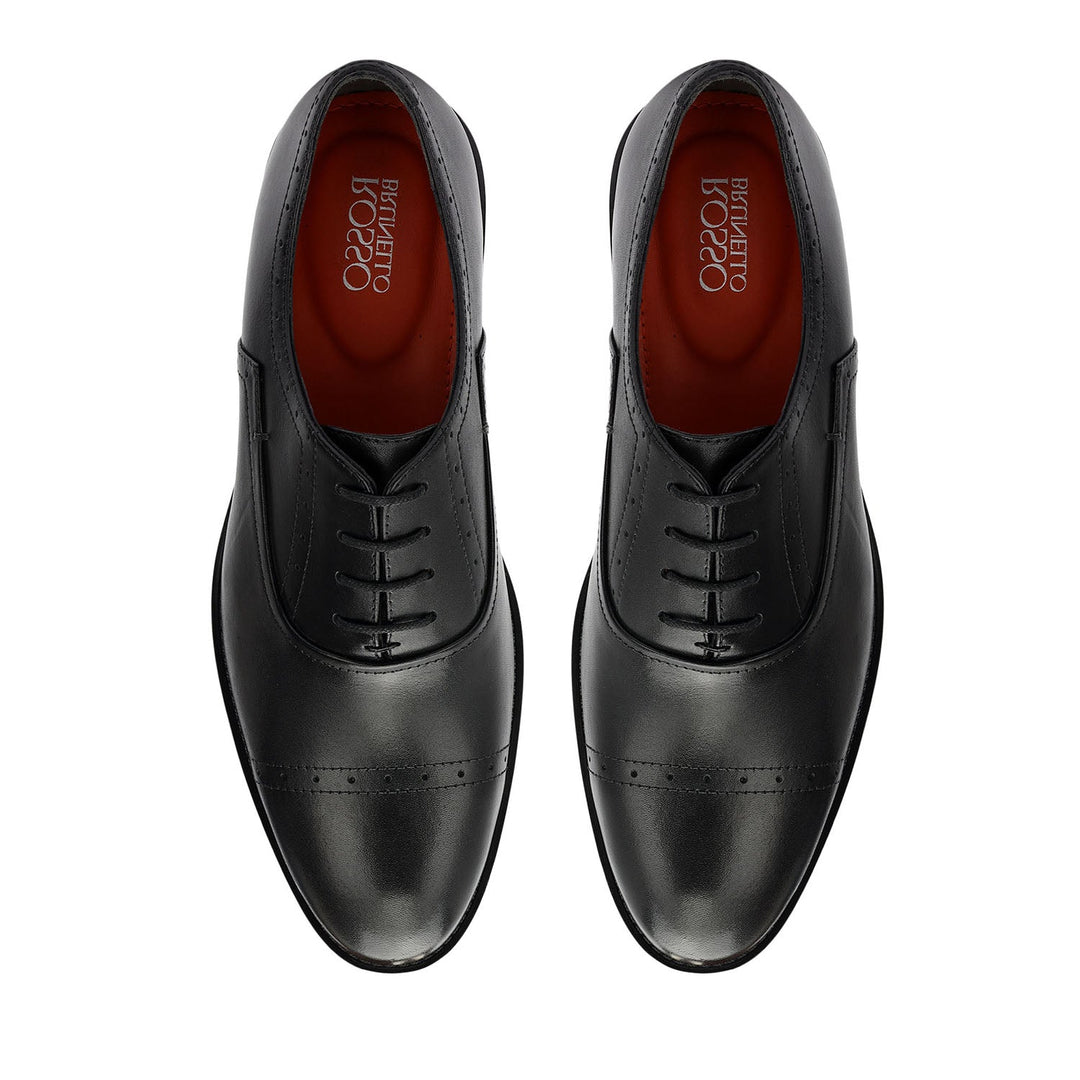 Black Cap Toe Leather Lace Ups
