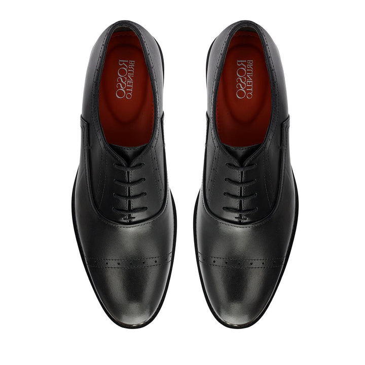 Black Cap Toe Leather Lace Ups