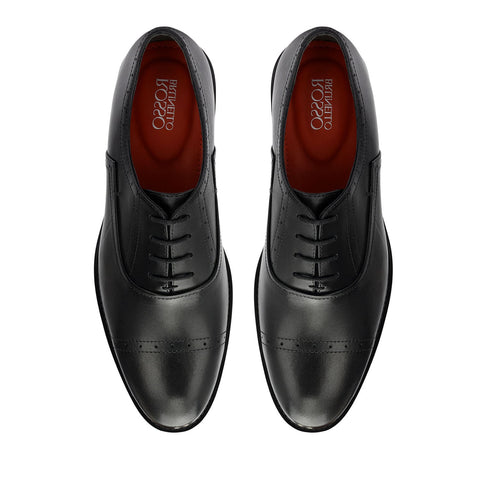 Black Cap Toe Leather Lace Ups