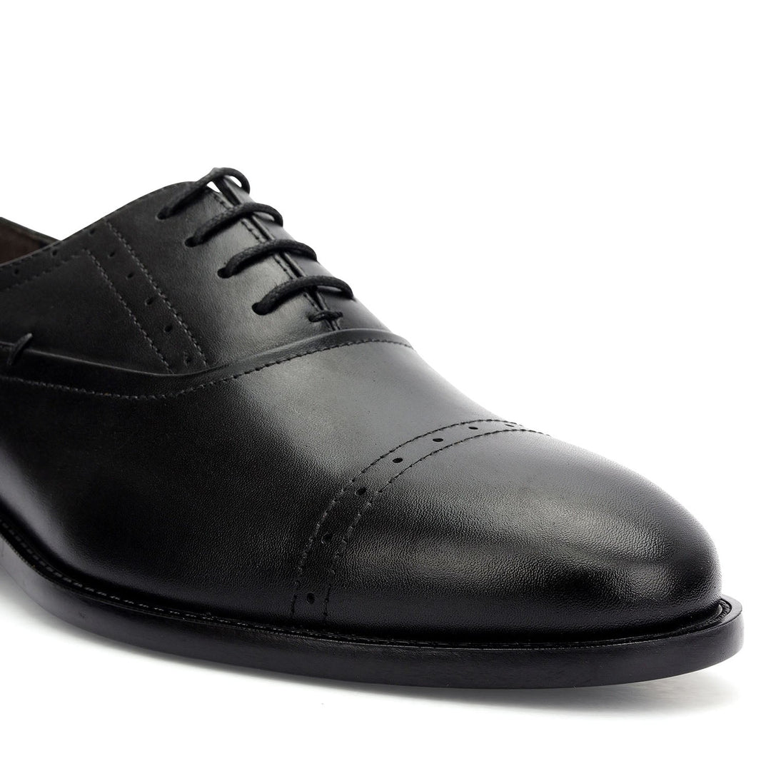 Black Cap Toe Leather Lace Ups