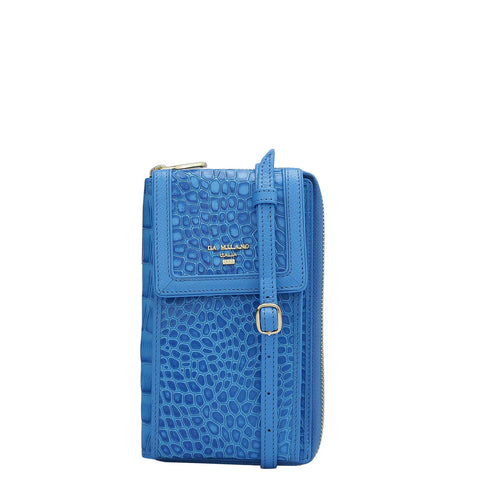 Croco Leather Crossbody - Blue