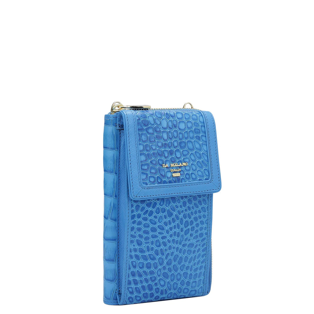 Croco Leather Crossbody - Blue