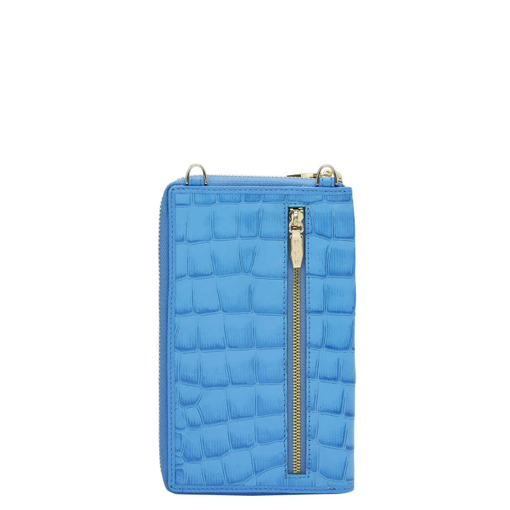 Croco Leather Crossbody - Blue