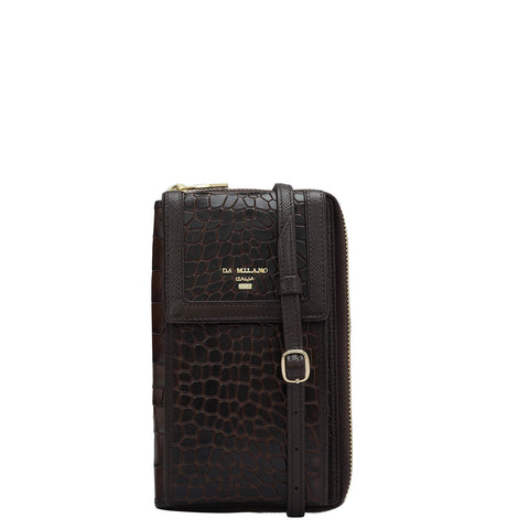 Croco Leather Crossbody - Brown