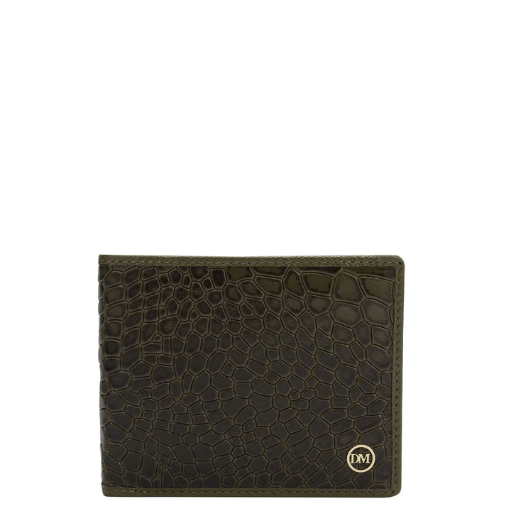 Military Green Bifold Leather Mens Wallet
