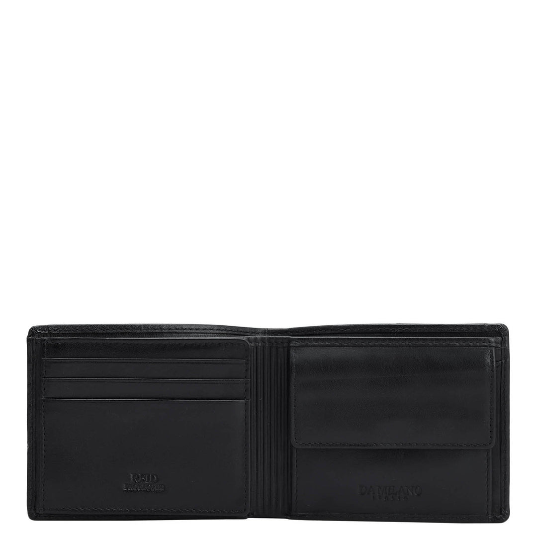 Mat Emboss Leather Mens Wallet - Black