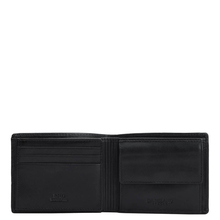 Mat Emboss Leather Mens Wallet - Black