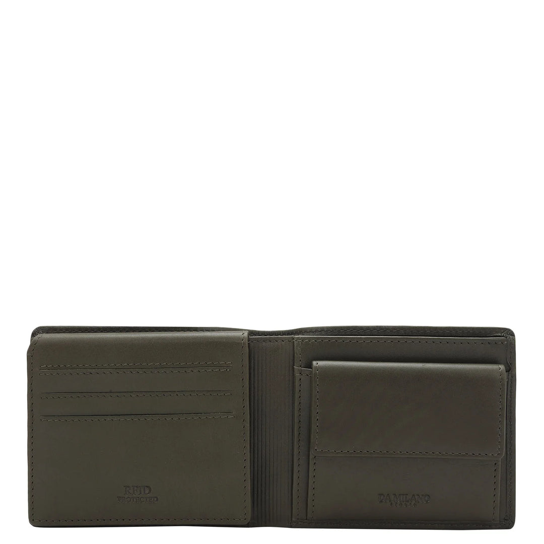 Olive Bifold Leather Mens Wallet