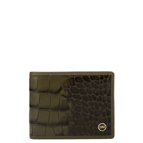 Military Green Bifold Leather Mens Wallet