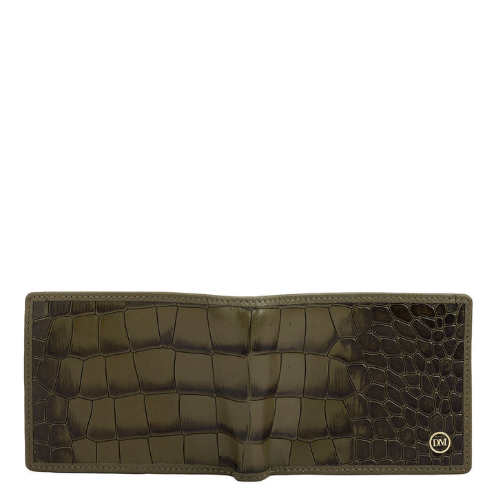 Military Green Bifold Leather Mens Wallet