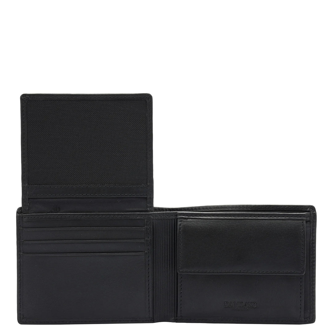 Calf Leather Mens Wallet - Black