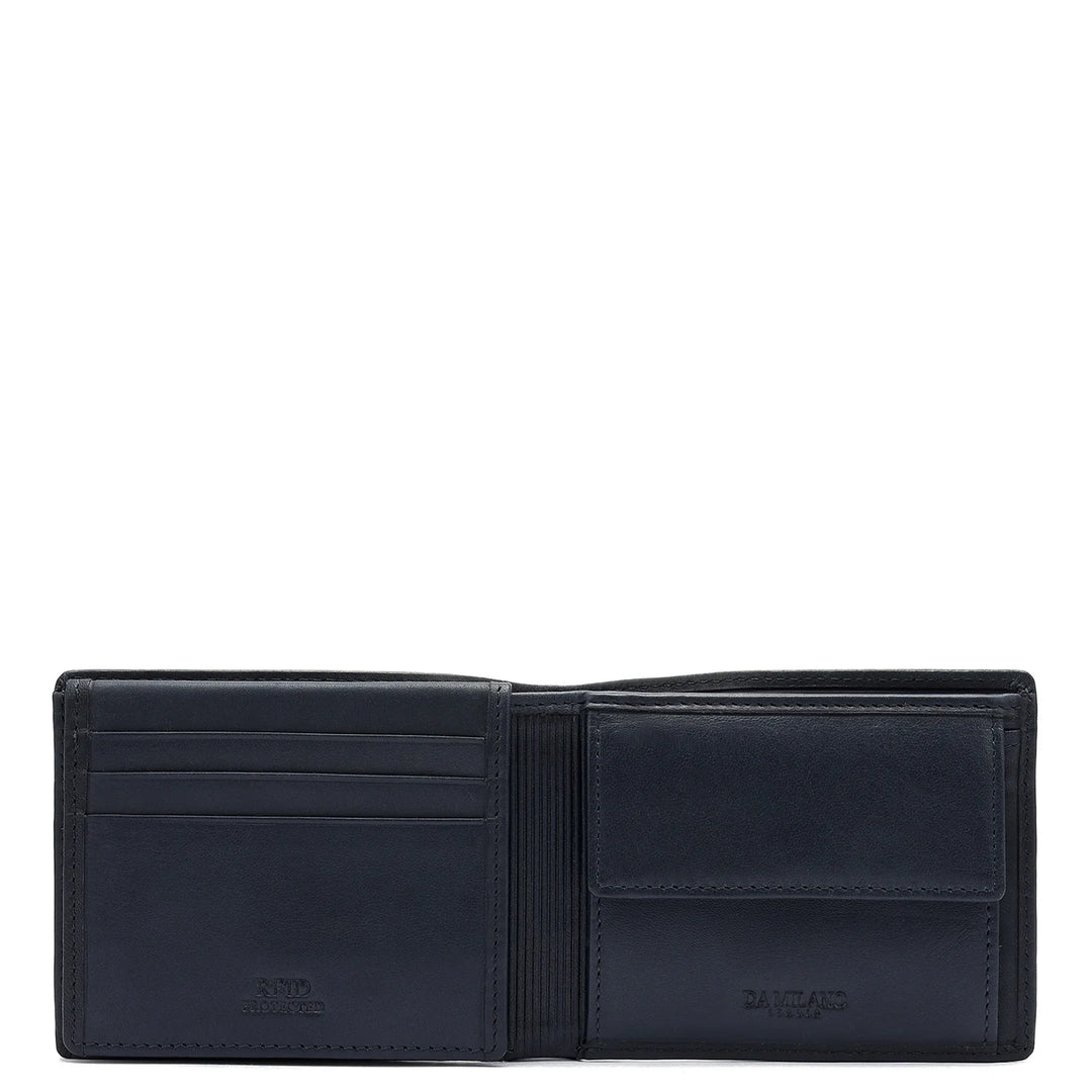 Calf Leather Mens Wallet - Navy