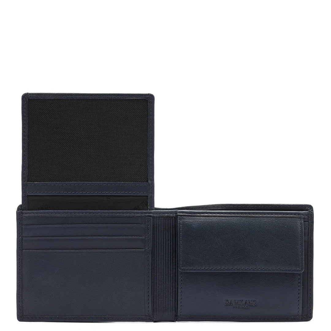 Calf Leather Mens Wallet - Navy