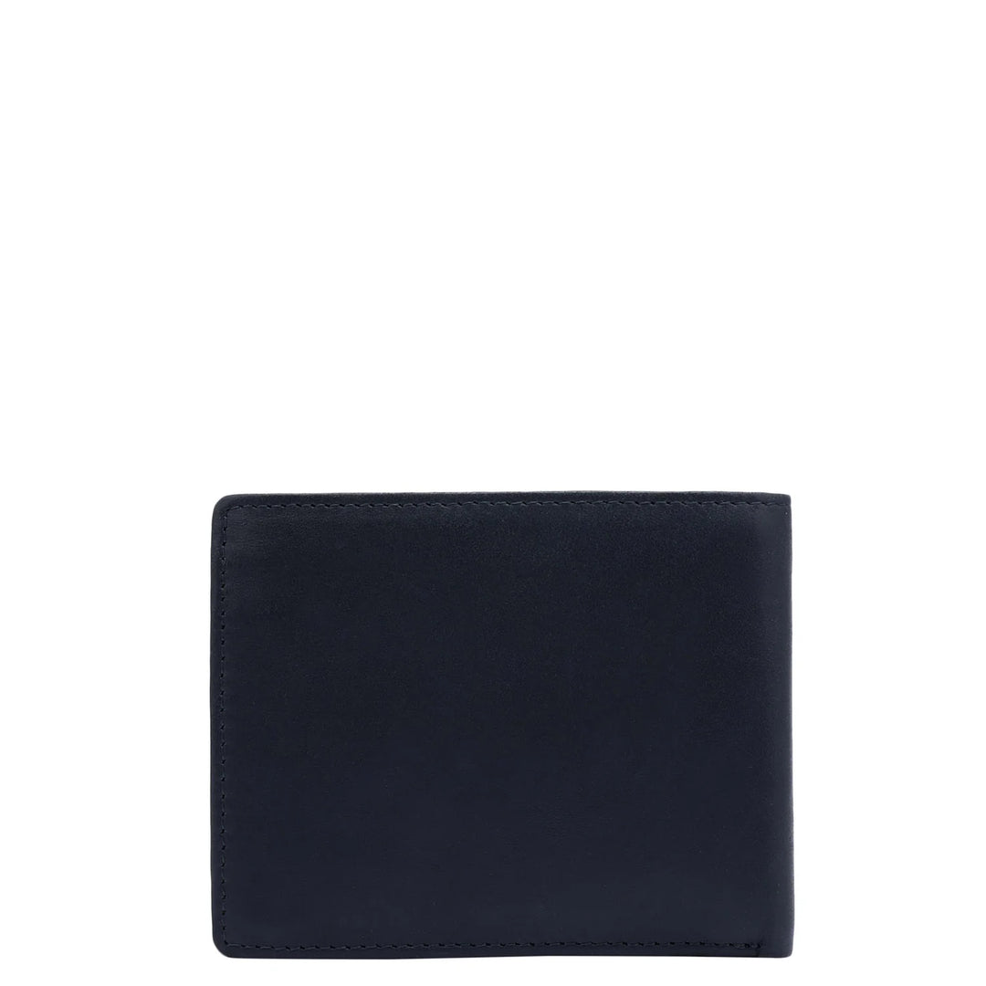 Calf Leather Mens Wallet - Navy