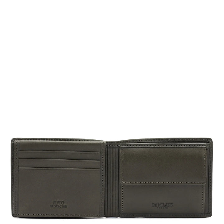 Calf Leather Mens Wallet - Olive