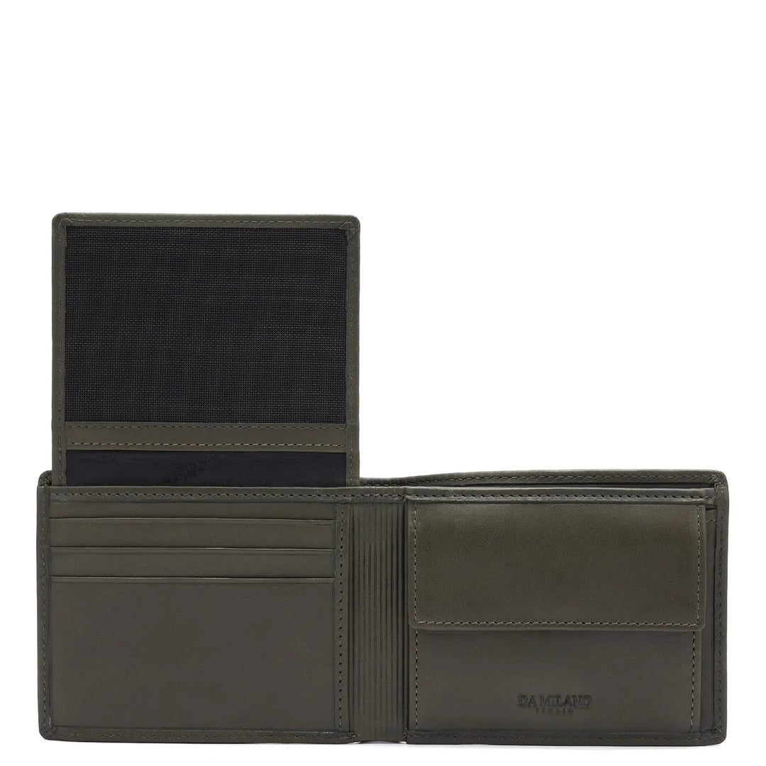 Calf Leather Mens Wallet - Olive