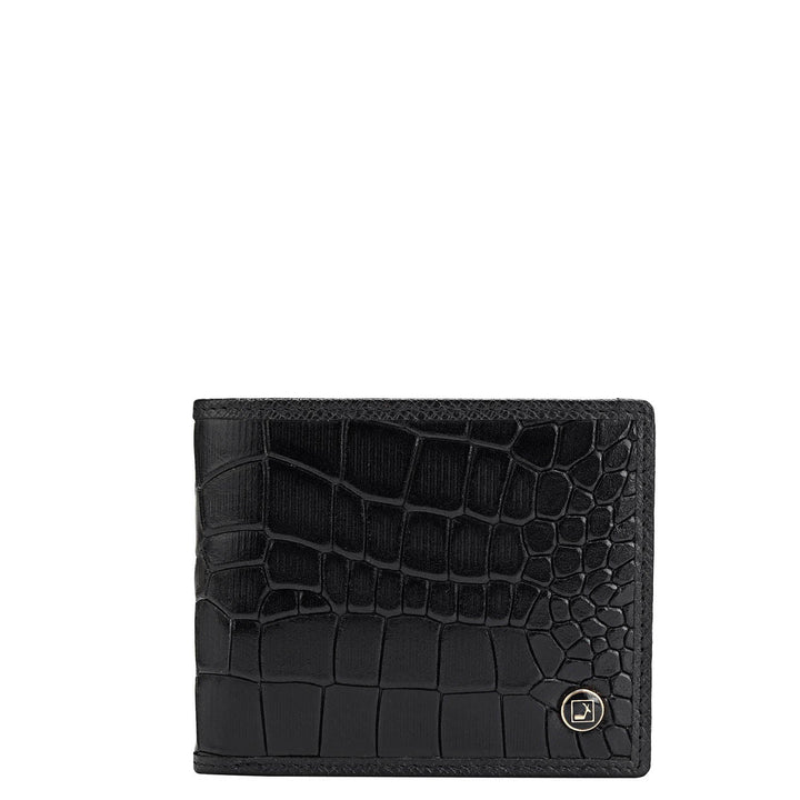 Croco Leather Mens Wallet - Black