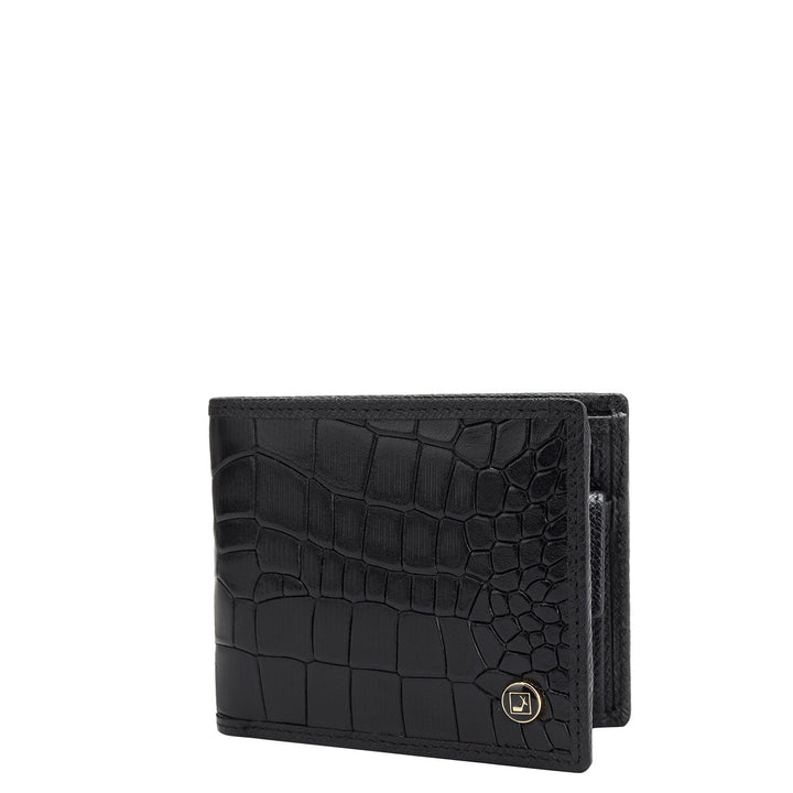 Croco Leather Mens Wallet - Black