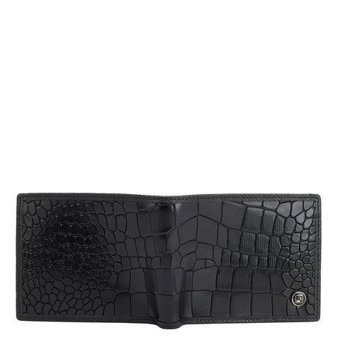 Croco Leather Mens Wallet - Black