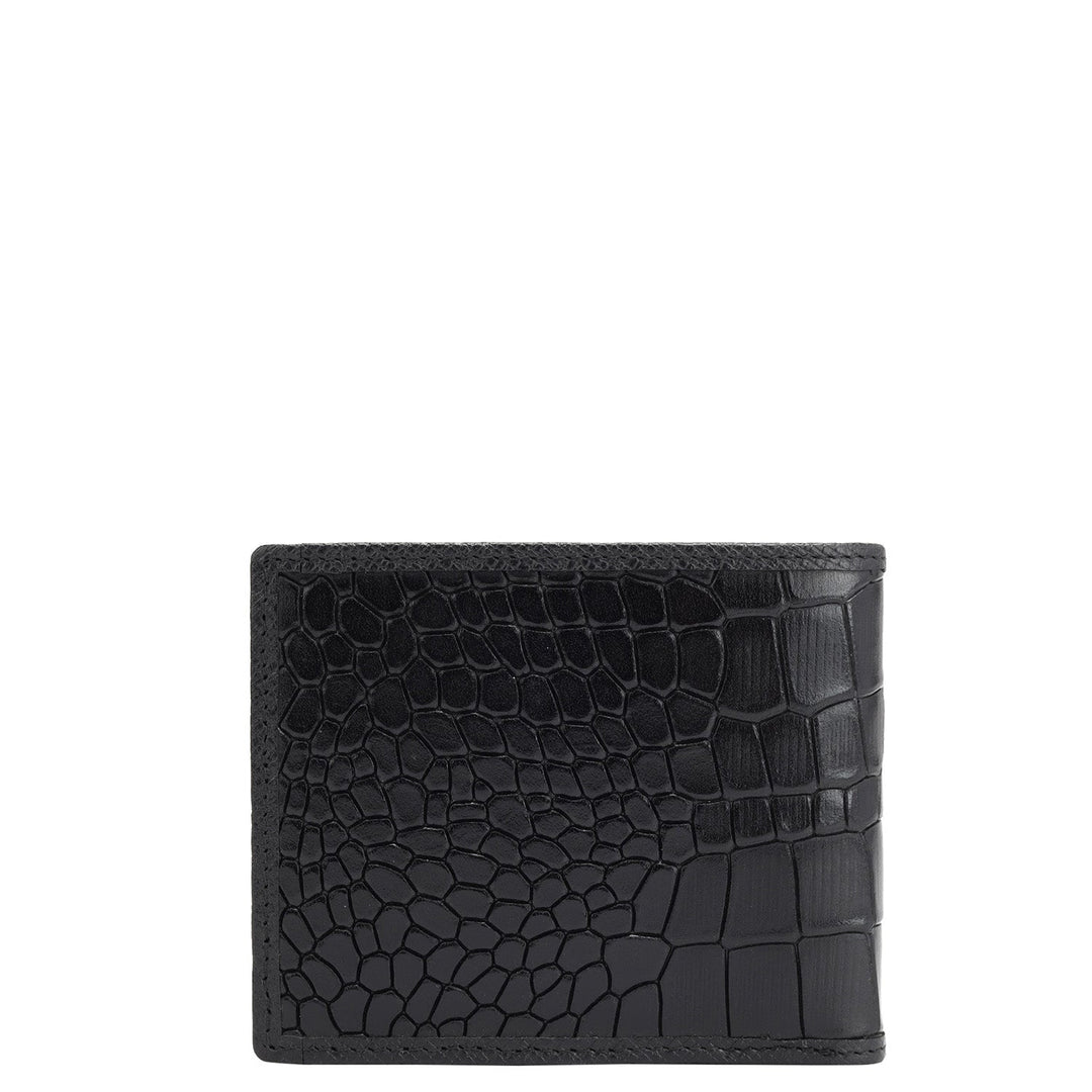 Croco Leather Mens Wallet - Black