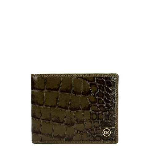 Military Green Bifold Leather Mens Wallet