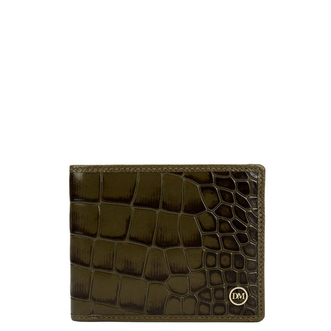 Military Green Bifold Leather Mens Wallet