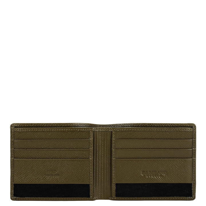 Military Green Bifold Leather Mens Wallet