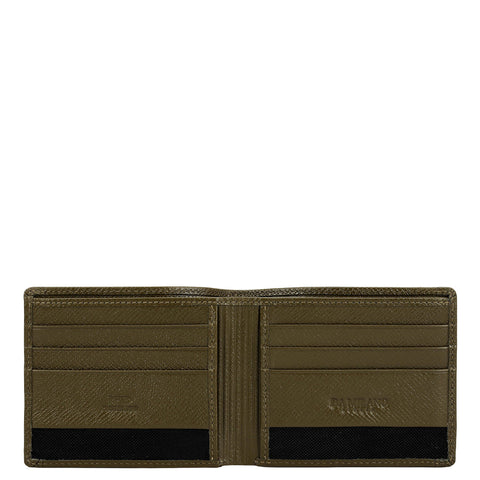 Military Green Bifold Leather Mens Wallet