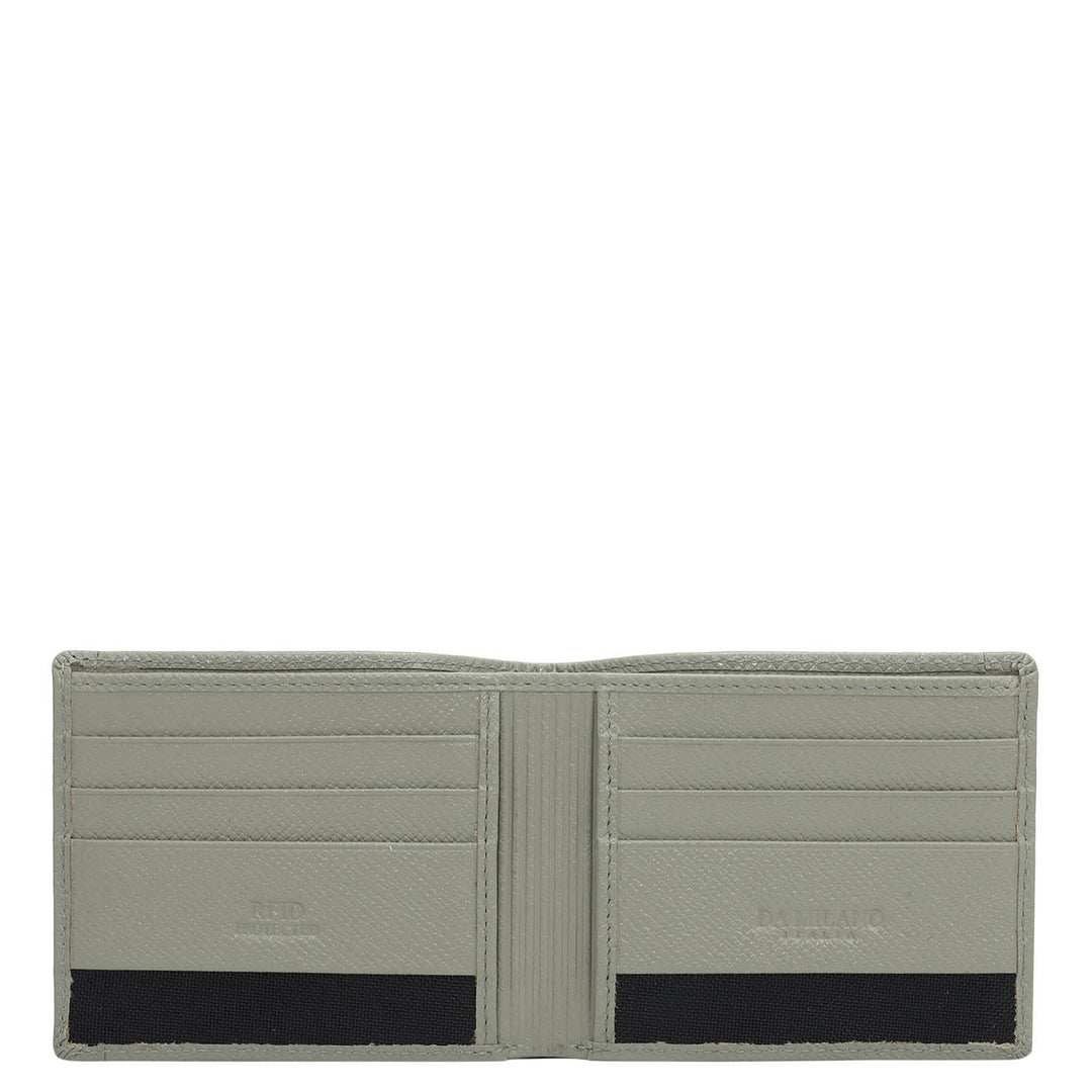 Stone Grey Bifold Leather Mens Wallet