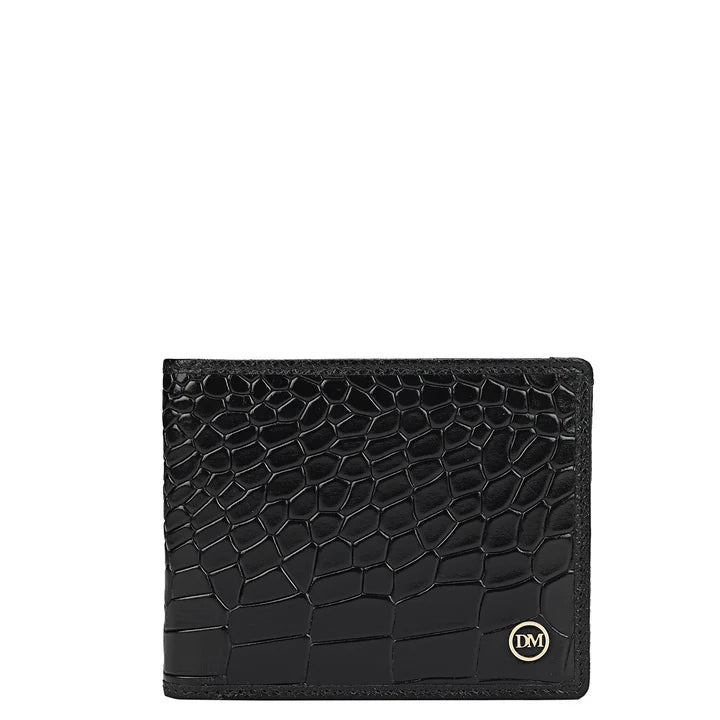 Croco Leather Mens Wallet - Black