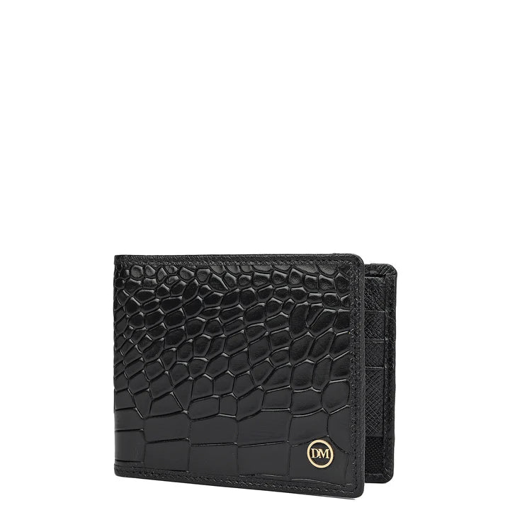 Croco Leather Mens Wallet - Black